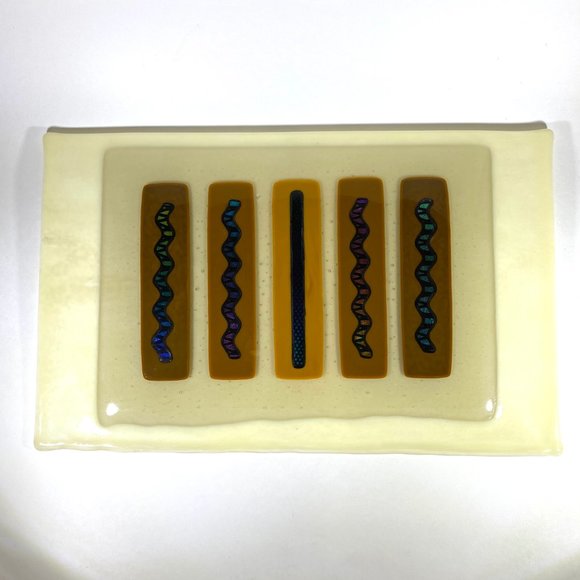 1970's Cream Fused Dichroic Art Glass Wall Art - Picture 2 of 7